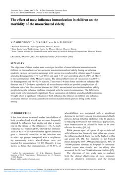 The Effect of Mass Influenza Immunization in Children on The