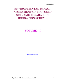 Environmental Impact Assessment of Proposed Sri Rameshwara Lift Irrigation Scheme