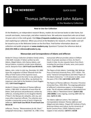 Thomas Jefferson and John Adams in the Newberry Collection