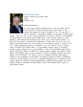 David J. Farrar, Phd Director, Research and Scientific Affairs Abbott Pleasanton, CA