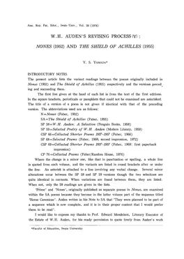 Wh Auden's Revising Process (V) : Nones (1952)