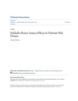 Soldados Razos: Issues of Race in Vietnam War Drama David J