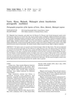 Varto, Hınıs, Bulanık, Malazgirt Yöresi Linyitlerinin Petrografik Özellikleri