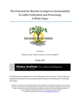 The Potential for Biochar to Improve Sustainability in Coffee Cultivation and Processing: a White Paper
