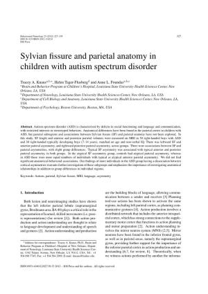 Sylvian Fissure and Parietal Anatomy in Children with Autism Spectrum