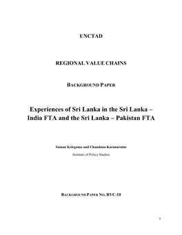 India FTA and the Sri Lanka – Pakistan FTA
