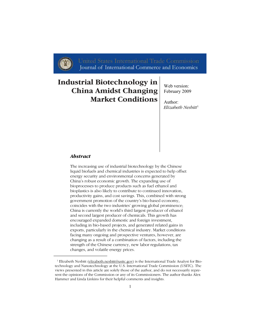 Industrial Biotechnology in China Amidst Changing Market Conditions