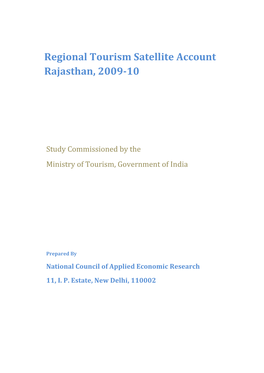 Regional Tourism Satellite Account Rajasthan, 2009-10
