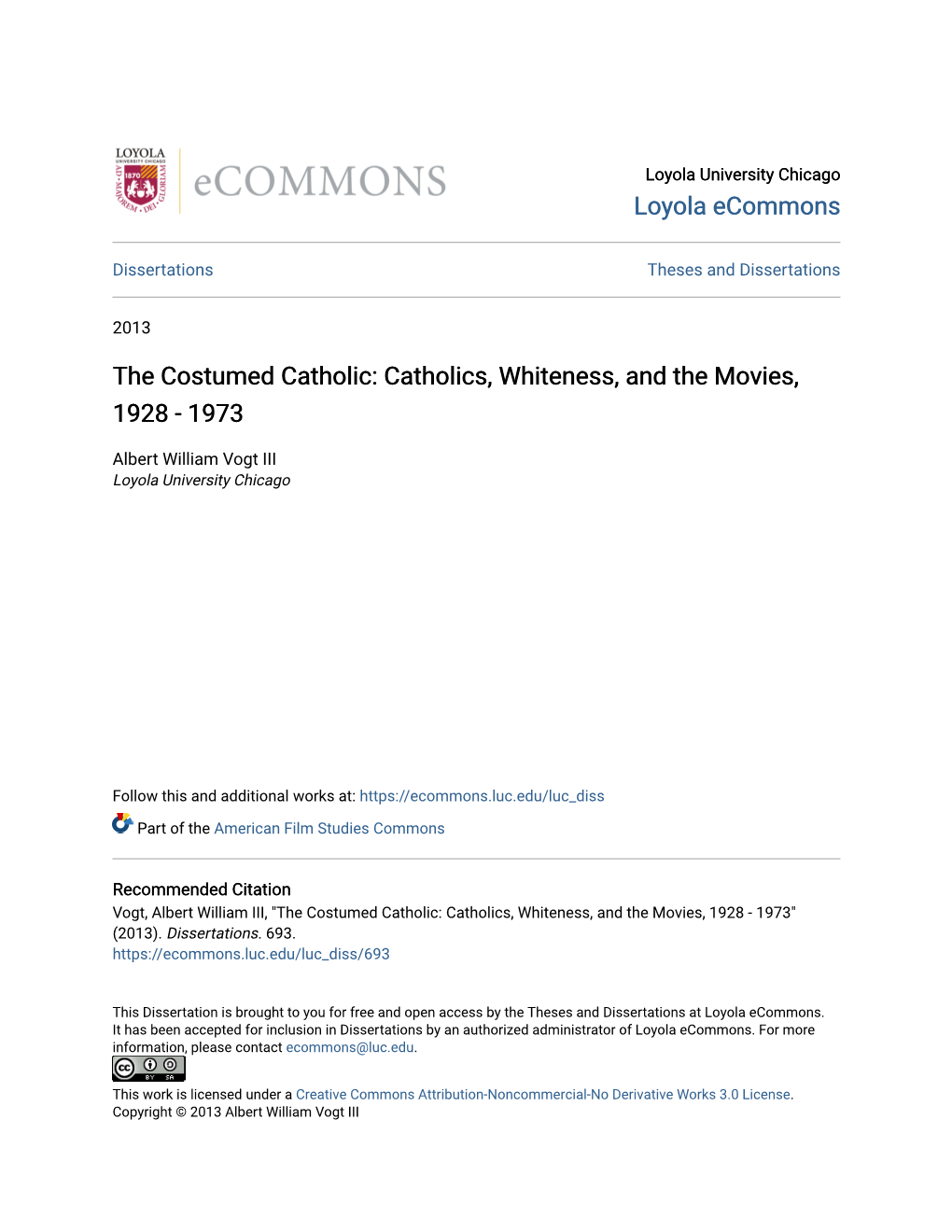 Catholics, Whiteness, and the Movies, 1928 - 1973