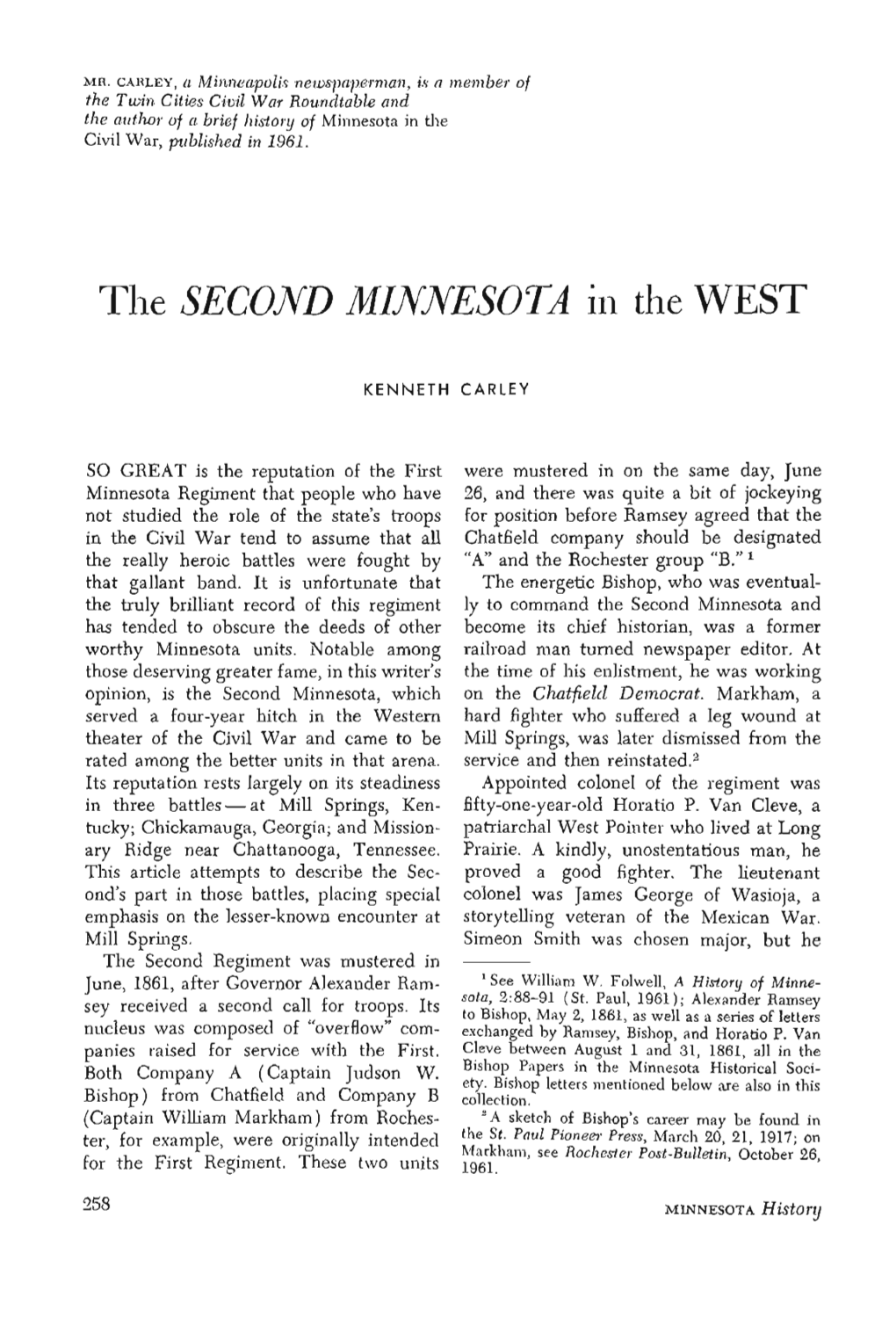 The Second Minnesota in the West