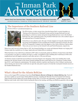 August 2014 Advocator@Inmanpark.Org • Inmanpark.Org • 245 North Highland Avenue NE • Suite 230-401 • Atlanta 30307 Volume 42 • Issue 8