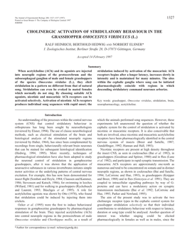 Cholinergic Activation of Stridulatory Behaviour in the Grasshopper Omocestus Viridulus (L.)