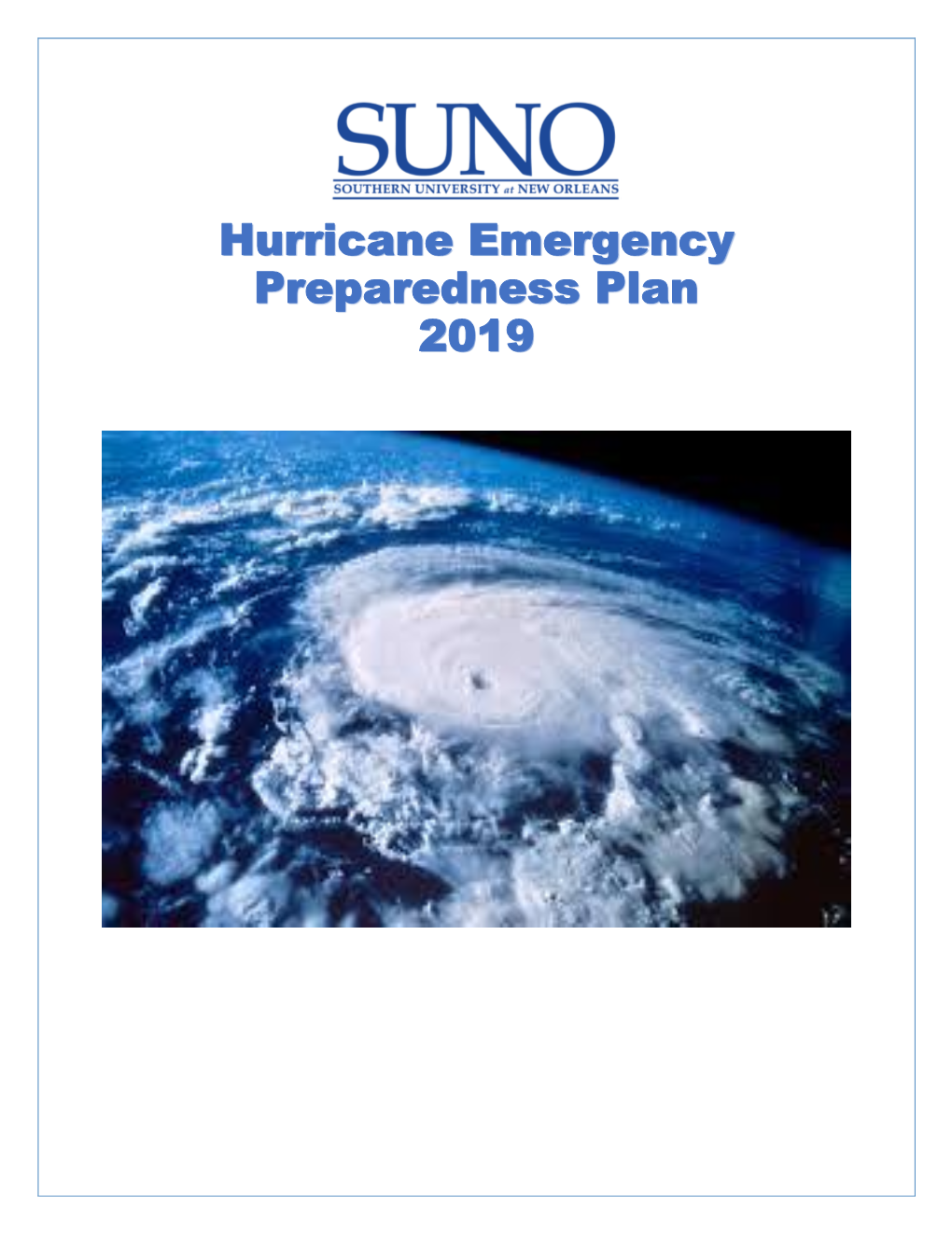 Hurricane Emergency Preparedness Plan 2019