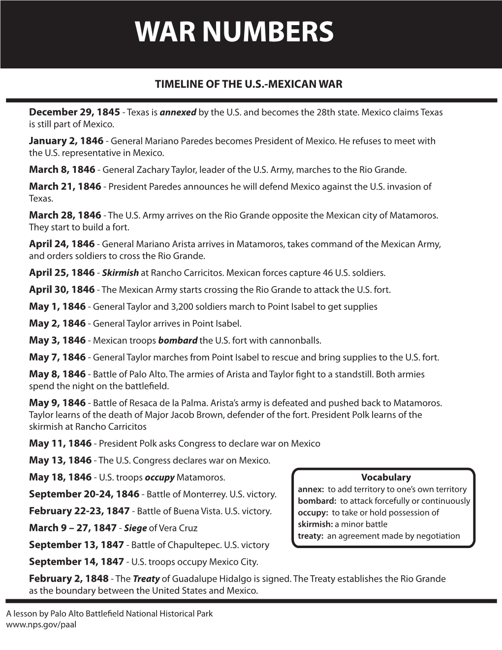 Mexican War Timeline Copy