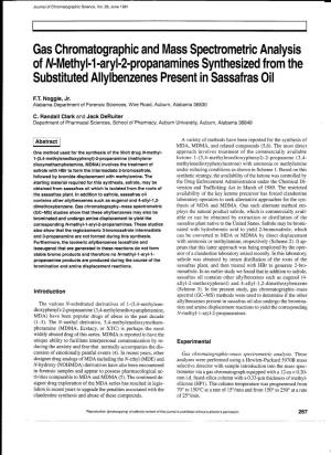Gas Chromatographic and Mass Spectrometric Analysis of N-Methyl-1-Aryl-2-Propanamines Synthesized from the Substituted Allylbenzenes Present in Sassafras Oil
