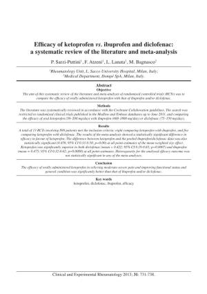 Efficacy of Ketoprofen Vs. Ibuprofen and Diclofenac: a Systematic Review of the Literature and Meta-Analysis P