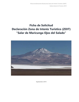 Ficha De Solicitud ZOIT Salar De Maricunga Ojos Del Salado