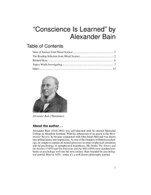 By Alexander Bain Table of Contents Ideas of Interest from Moral Science