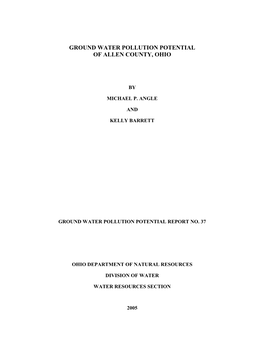 Ground Water Pollution Potential of Allen County, Ohio