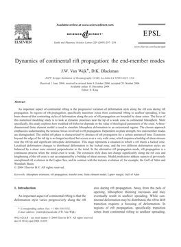 Dynamics of Continental Rift Propagation: the End-Member Modes