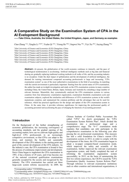 A Comparative Study on the Examination System of CPA in The