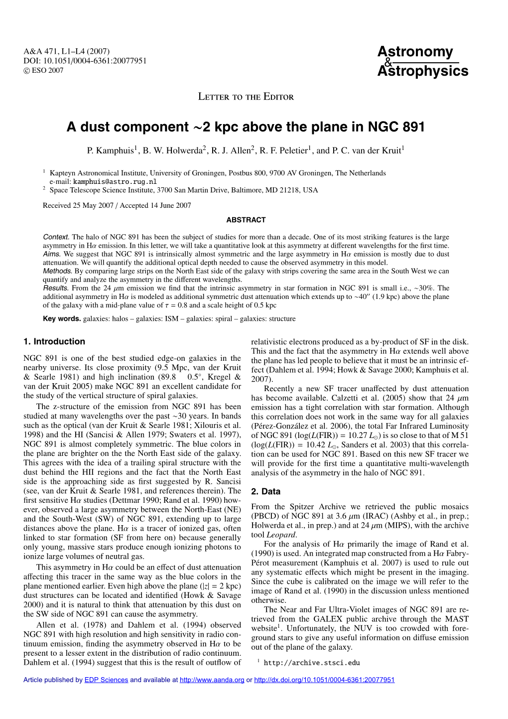 A Dust Component ~2 Kpc Above the Plane in NGC