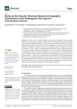 Study on the Genetic Structure Based on Geographic Populations of the Endangered Tree Species: Liriodendron Chinense