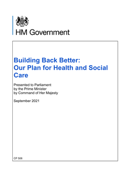 Building Back Better: Our Plan for Health and Social Care