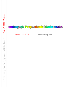 Andragogic Propaedeutic Mathematics