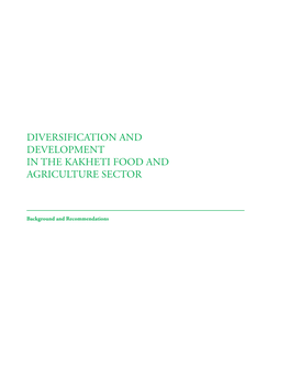 Diversification and Development in the Kakheti Food and Agriculture Sector