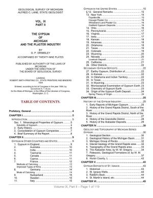 Table of Contents. History of the Gypsum Industry