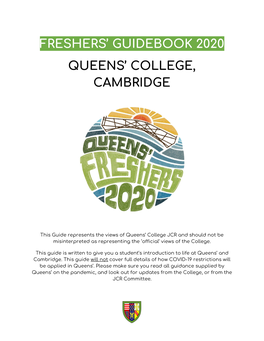 Freshers' Guidebook 2020 Queens' College, Cambridge