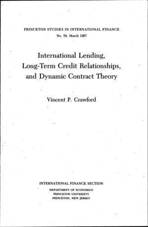 International Lending, Long-Term Credit Relationships, and Dynamic Contract Theory