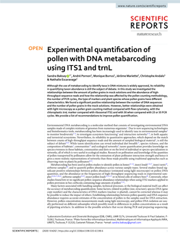 Experimental Quantification of Pollen with DNA Metabarcoding Using