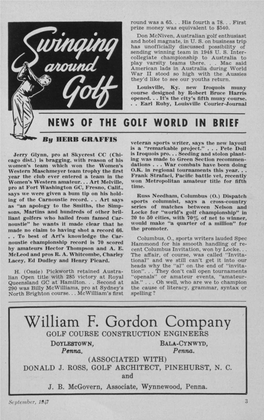 William R Gordon Company GOLF COURSE CONSTRUCTION ENGINEERS DOYLESTOWN, BALA-CYNWYD, Penna