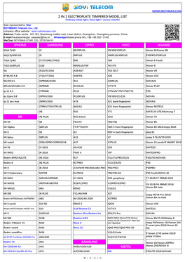 2 in 1 Electroplate Tempered Model List Iphone Samsung