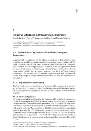 1 Industrial Milestones in Organometallic Chemistry