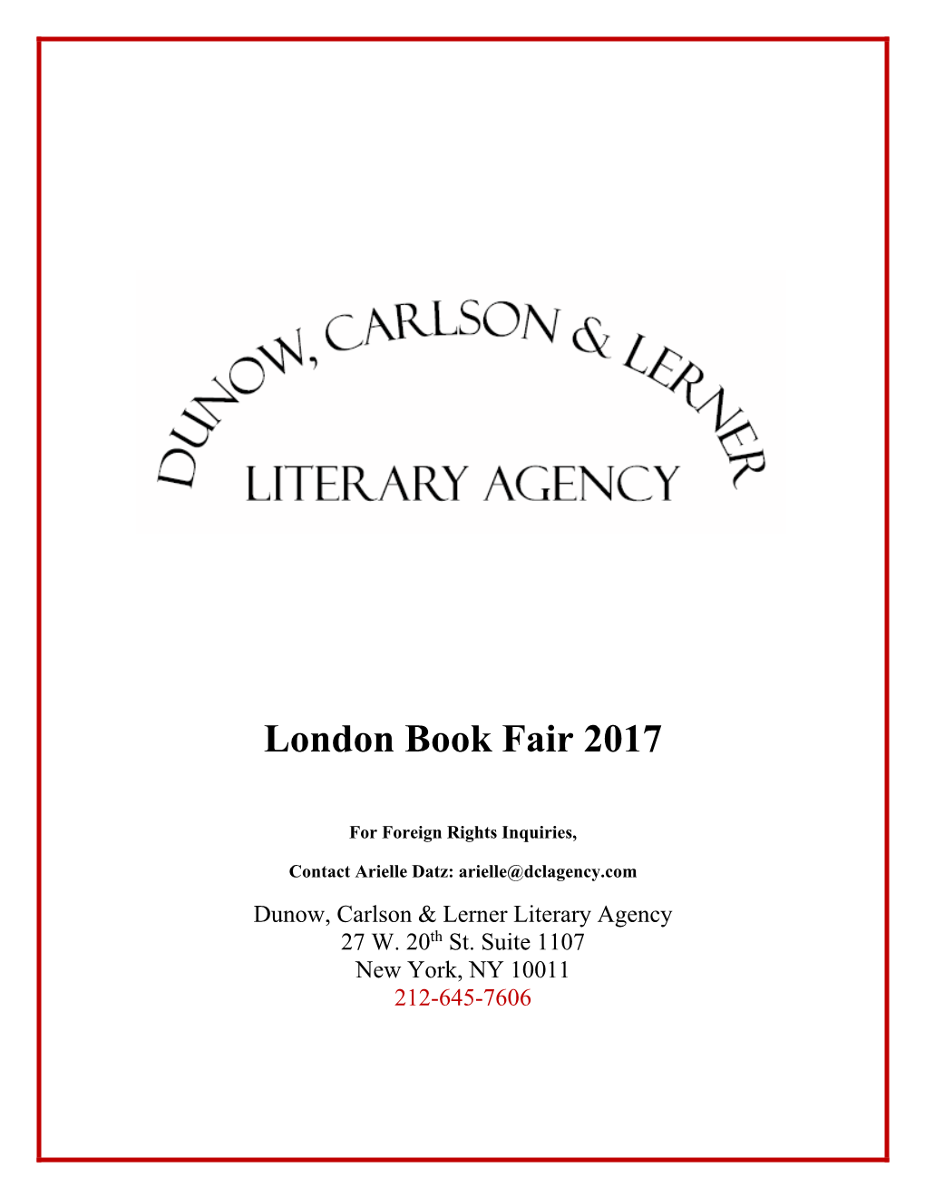 Dunow, Carlson, Lerner London Book Fair 2017