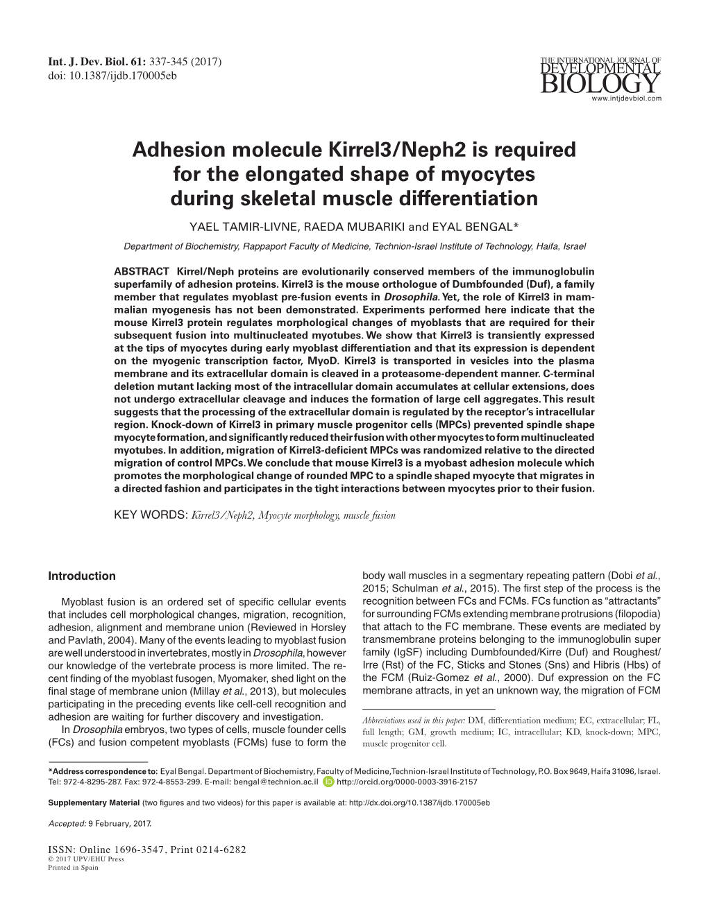 Adhesion Molecule Kirrel3/Neph2 Is Required for the Elongated Shape Of