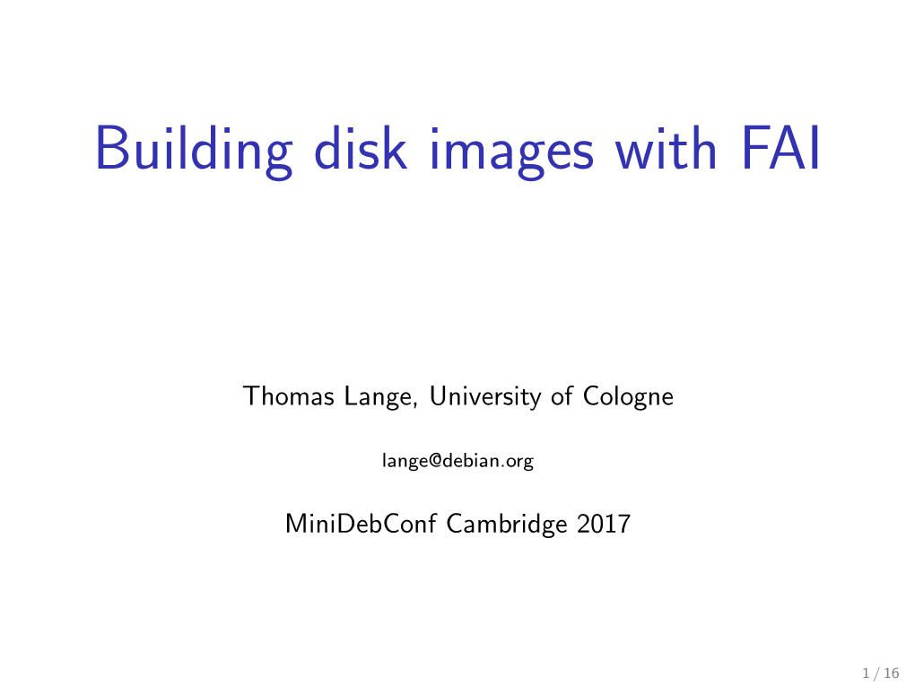 Building Disk Images with FAI 10Mm