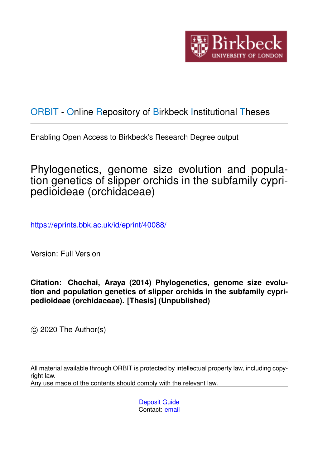 Phylogenetics, Genome Size Evolution and Popula- Tion Genetics of Slipper Orchids in the Subfamily Cypri- Pedioideae (Orchidaceae)