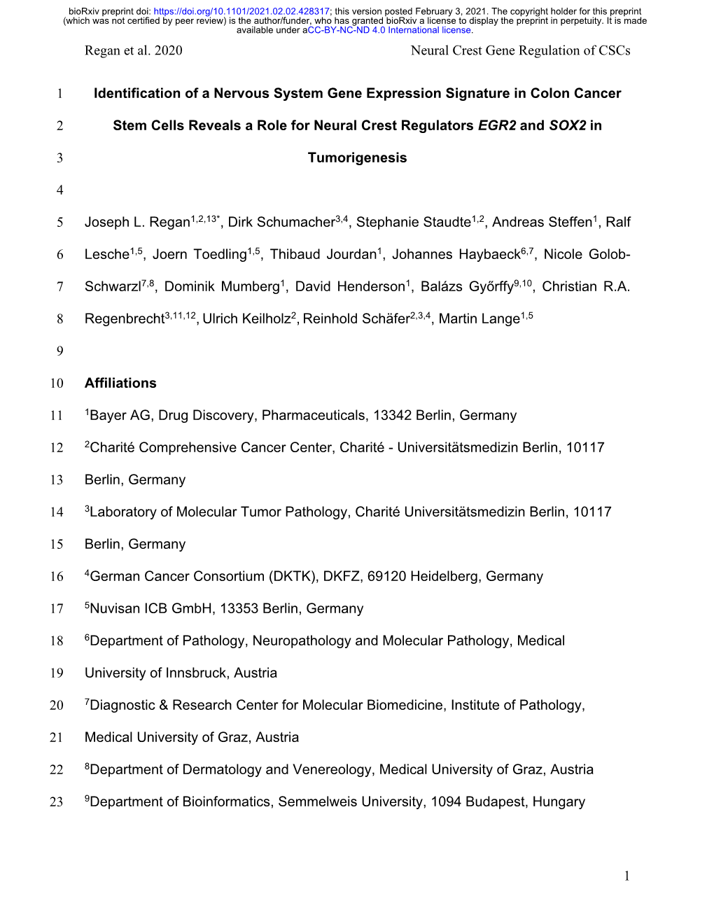 Identification of a Nervous System Gene Expression Signature in Colon Cancer