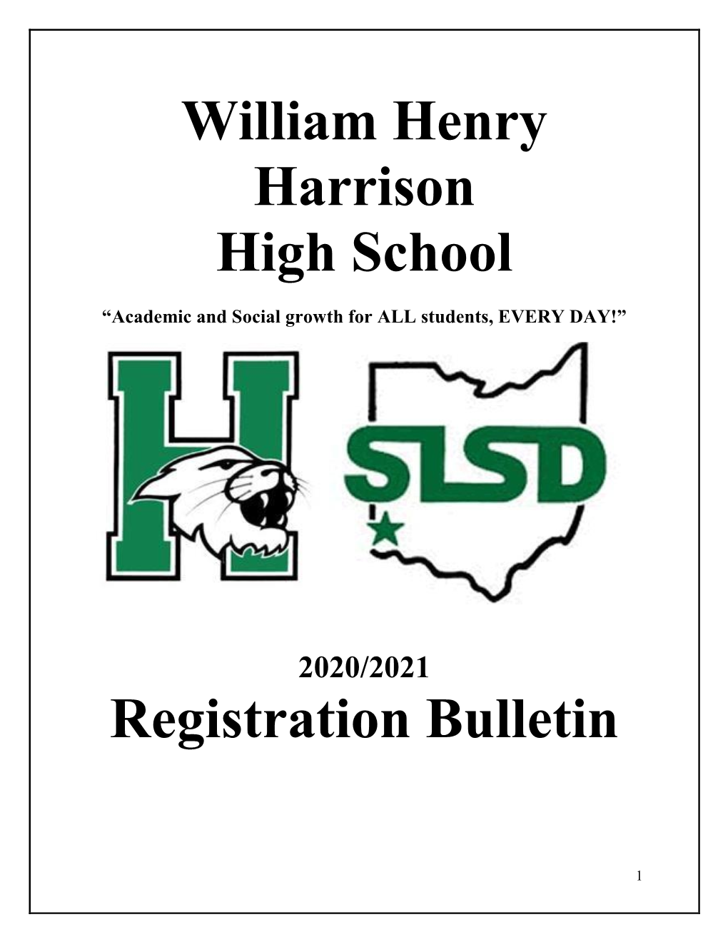 William Henry Harrison High School Registration Bulletin