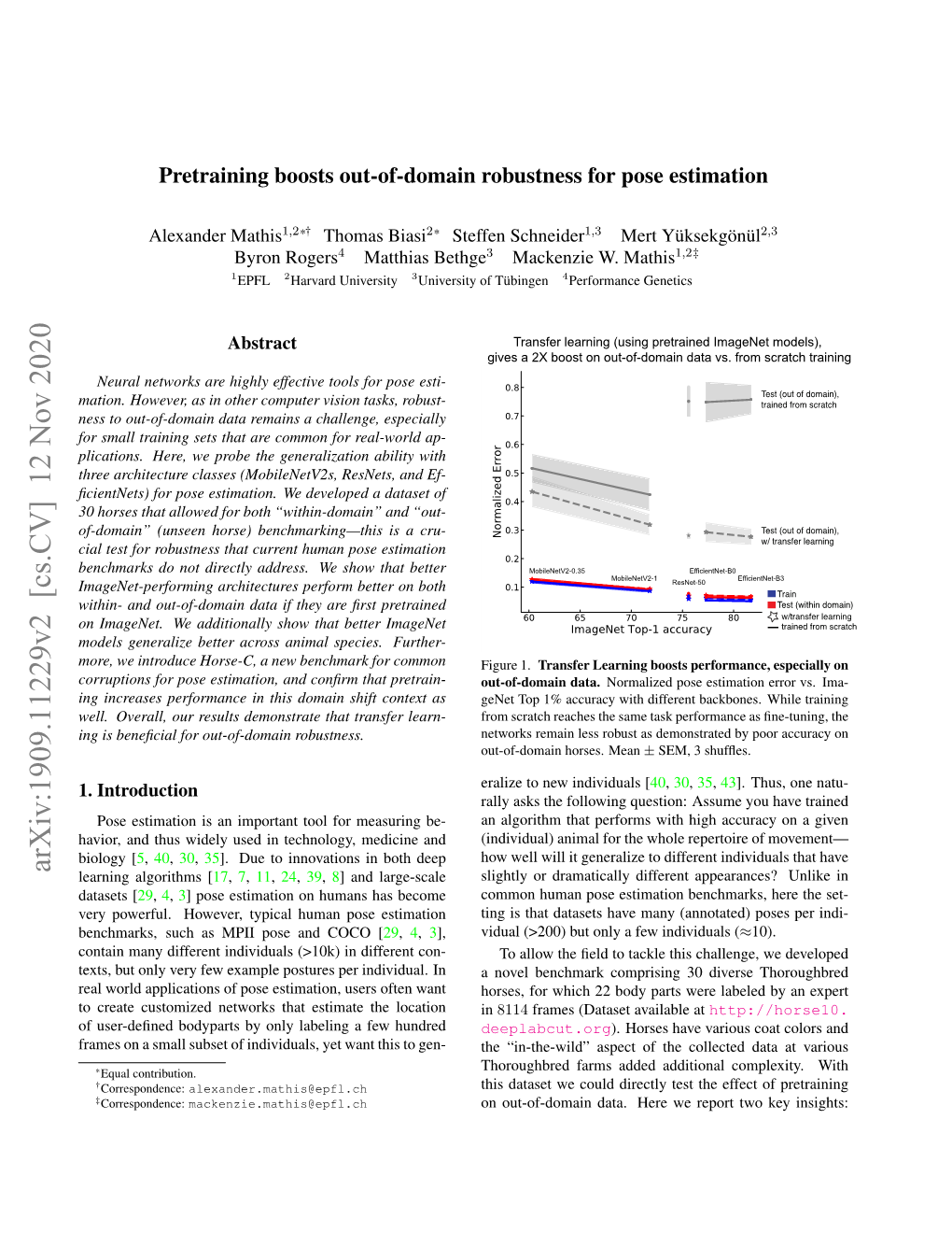 Pretraining Boosts Out-Of-Domain Robustness for Pose Estimation