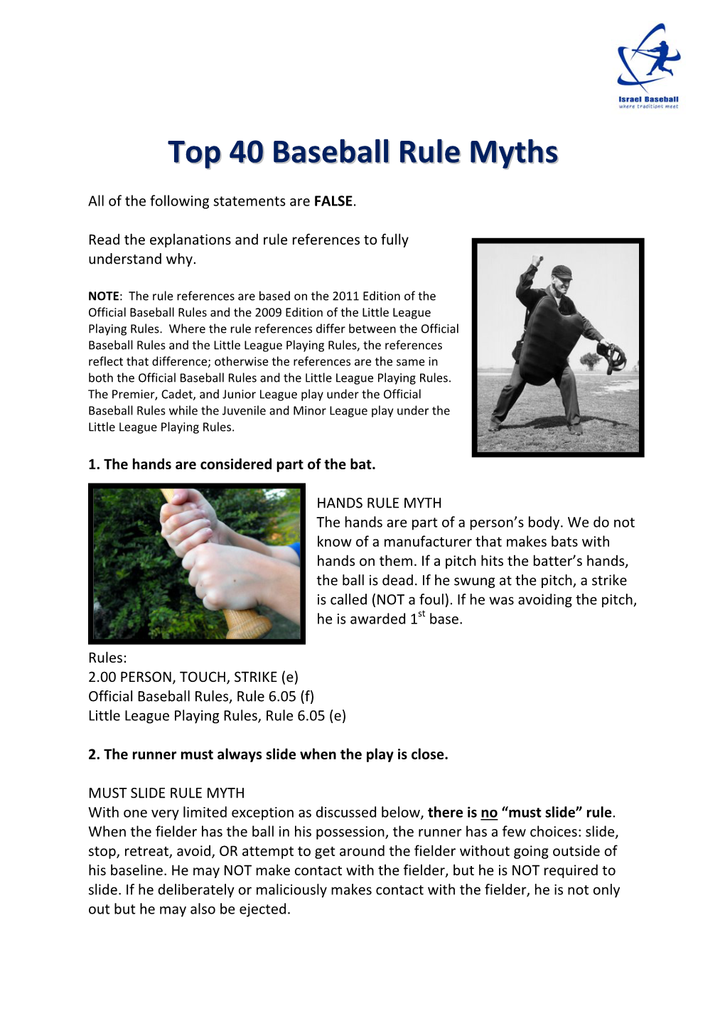 Top 40 Baseball Rule Myths