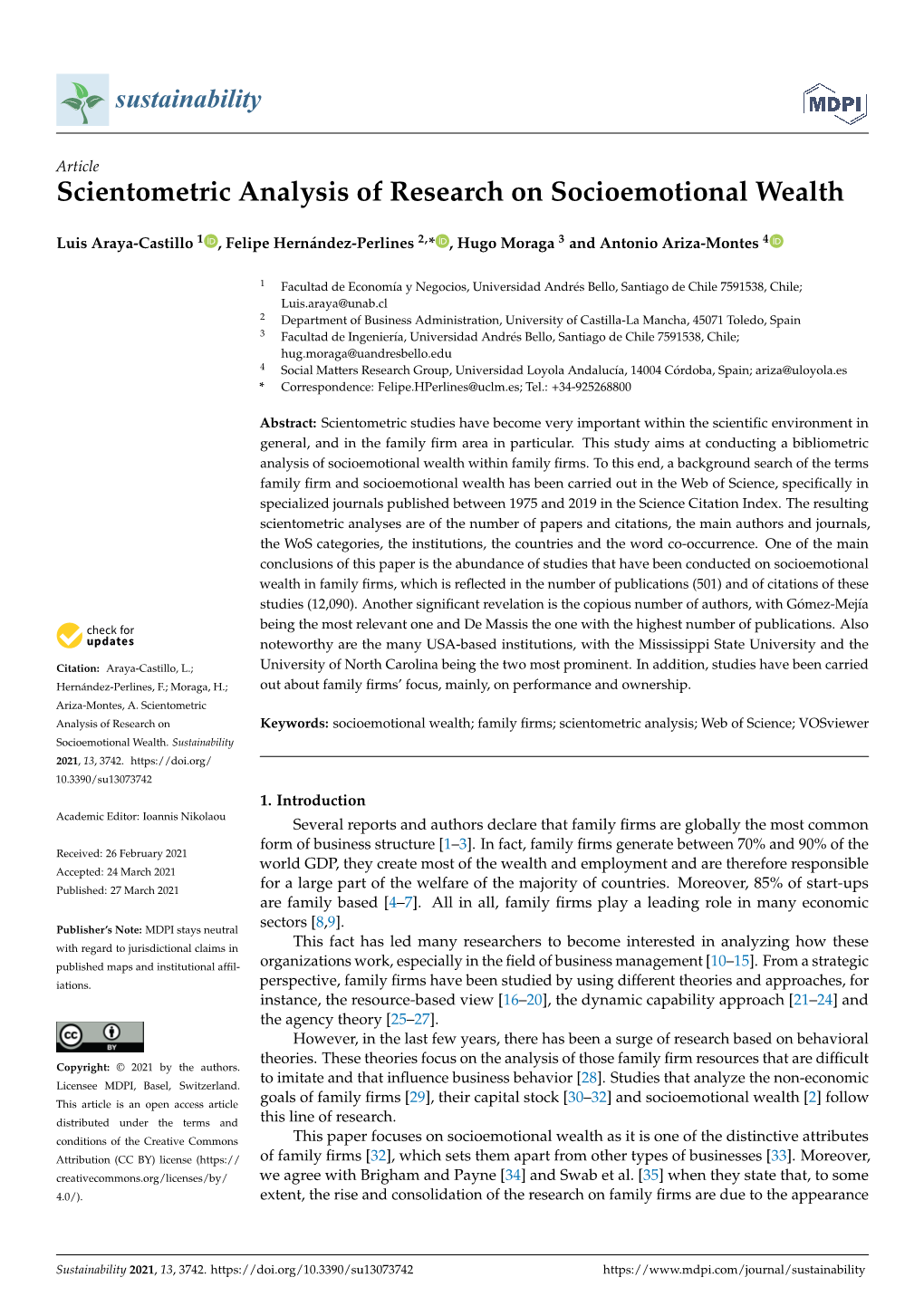 Scientometric Analysis of Research on Socioemotional Wealth