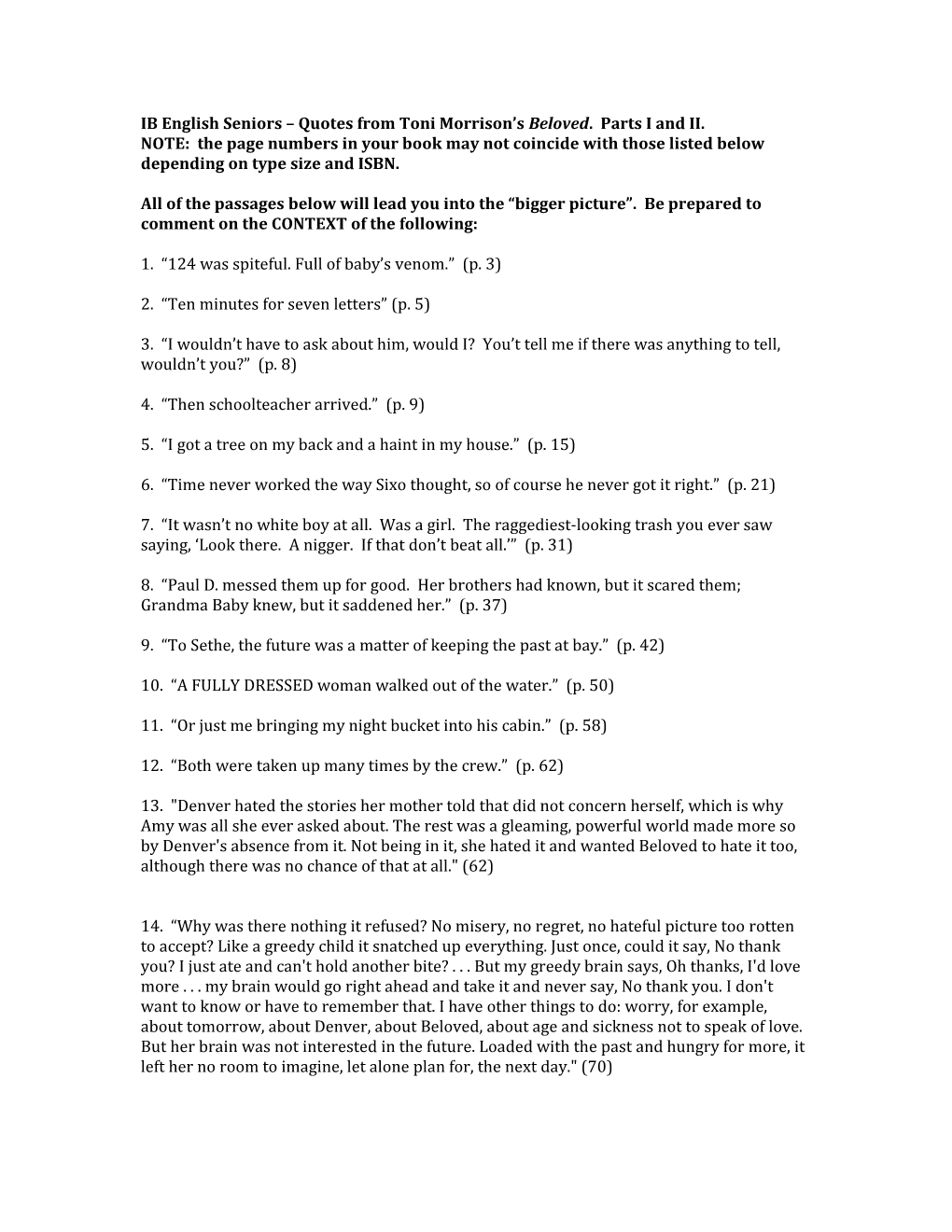 Place In Context, Identify And Write A Few Sentences Explaining Each