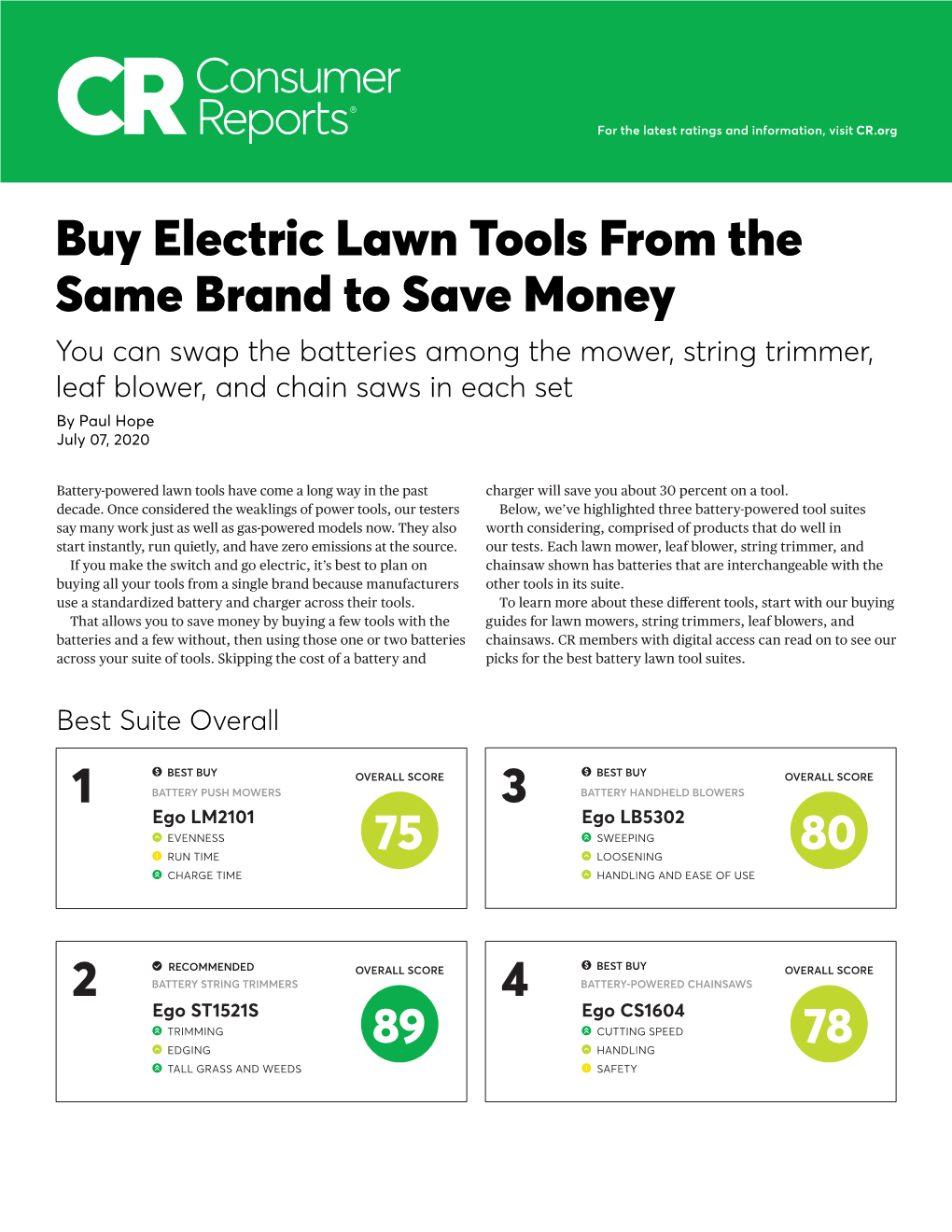 Buy Electric Lawn Tools from the Same Brand to Save Money