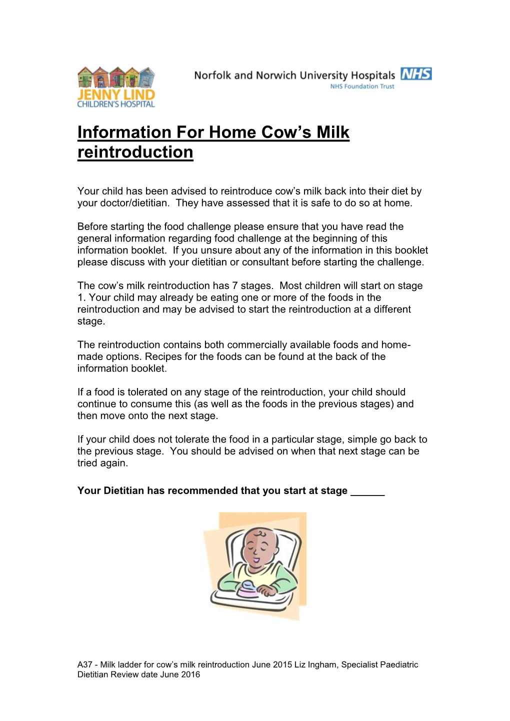 Information for Home Cow's Milk Reintroduction