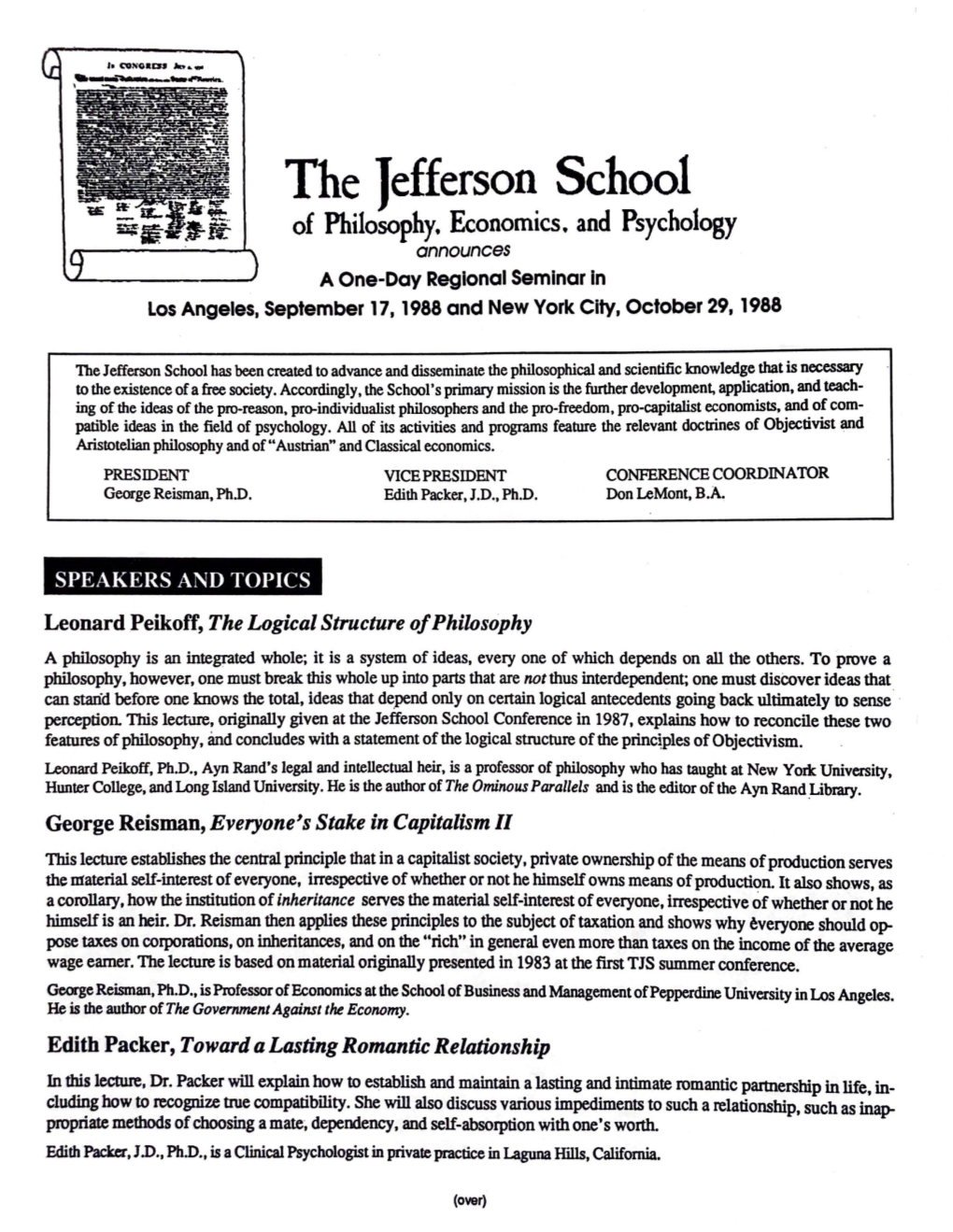 The Jefferson School ~-Es. Ff: of Philosophy